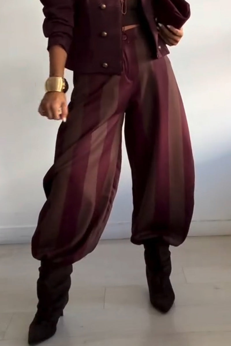Women's Vertical Contrasting Casual Pants