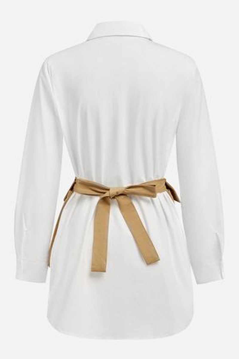 Women's casual shirt with regular sleeves, shirt collar, cotton fabric, and standard fit