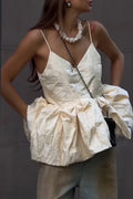 Women's Fashion Balloon Hem Vest or Wide Leg Denim Shorts