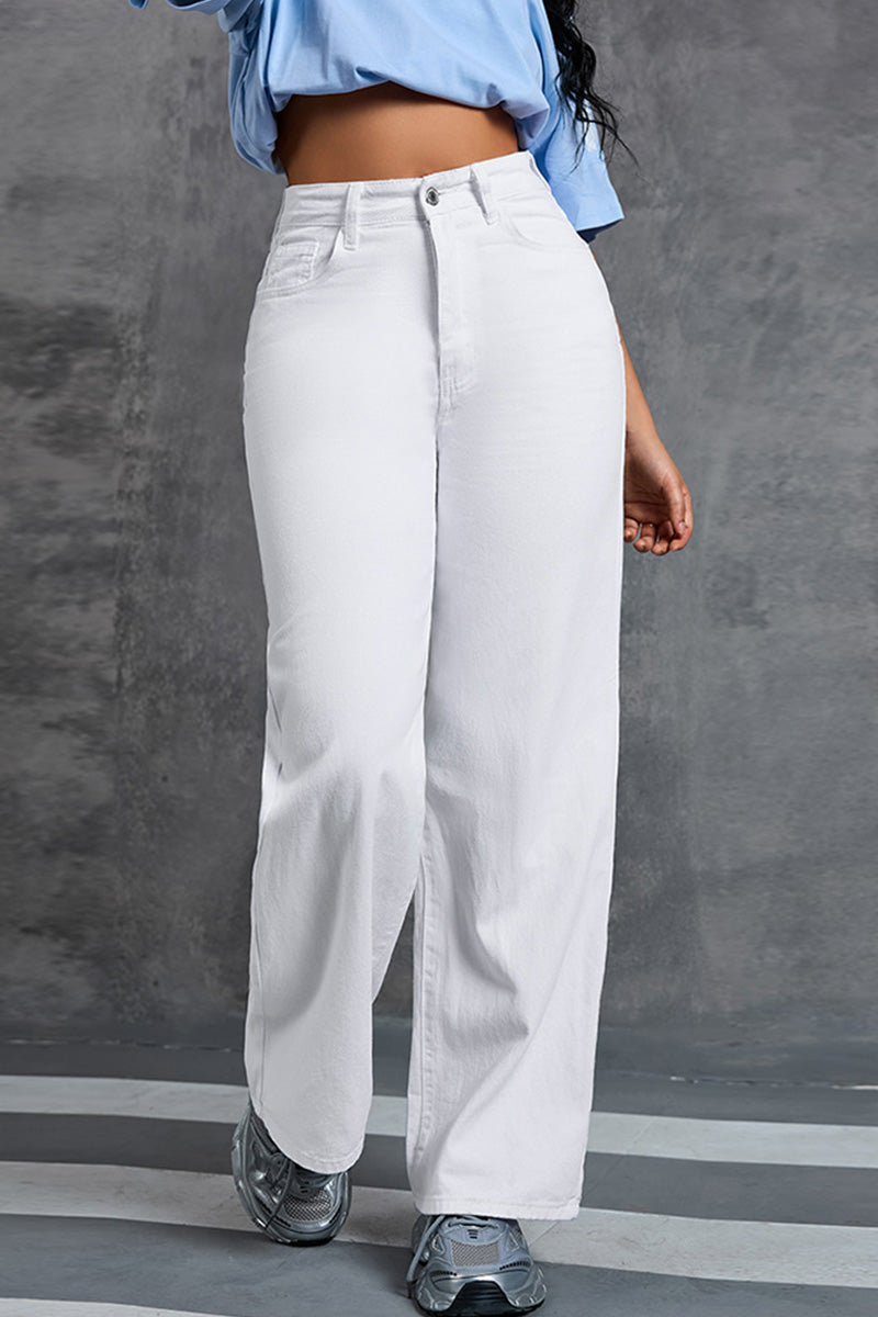 Women's High Waist Straight Leg Jeans For Commuting
