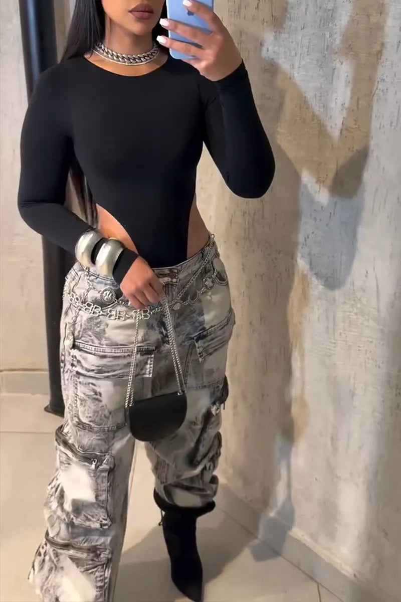 Women's Fashion Multi Pocket Worn Cargo Pants