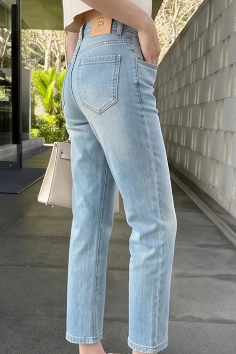 Women's Casual Straight Leg Cropped Jeans