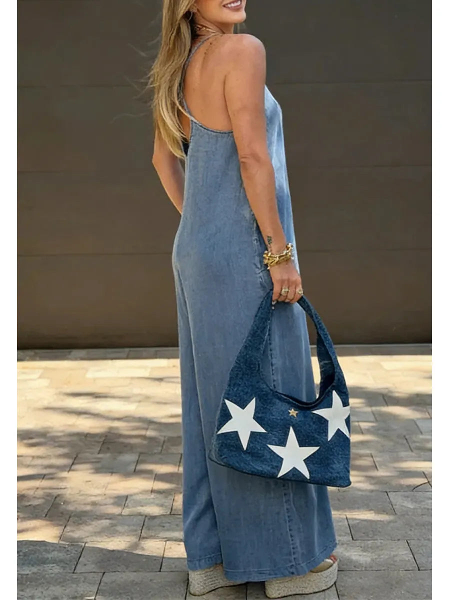 Casual Lyocell Tencel Denim Jumpsuit
