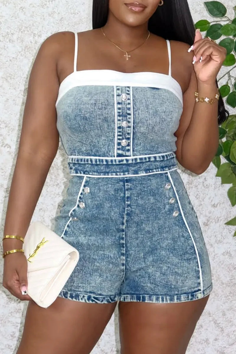 Ladies' Daily Street Fashion Denim Jumpsuit
