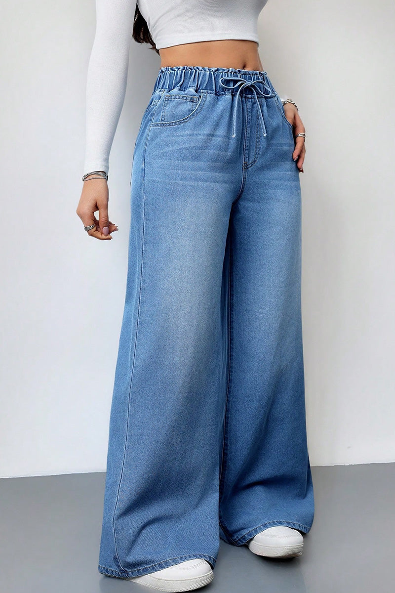Women's Bow Tie Drawstring Relaxed Fit Jeans