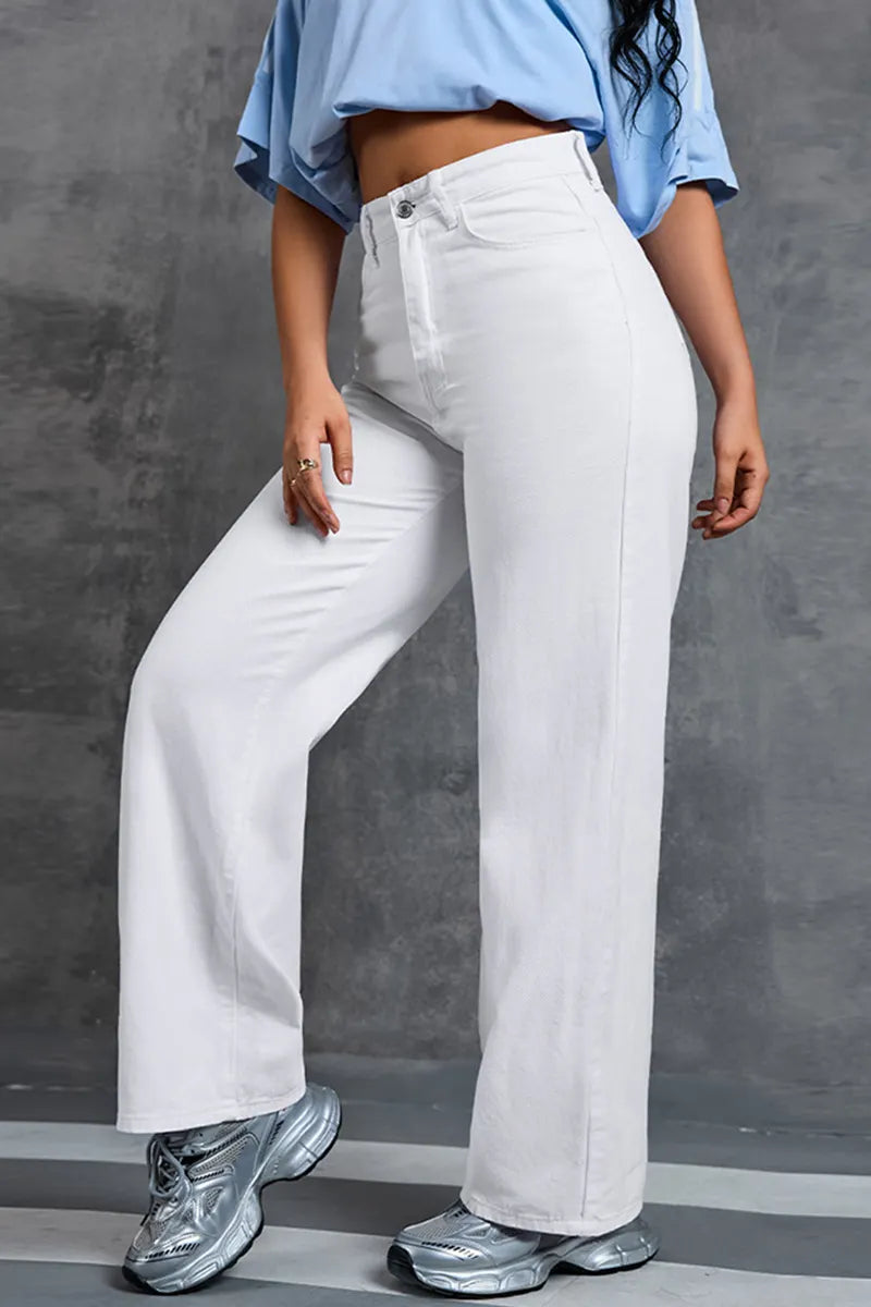 Women's High Waist Straight Leg Jeans For Commuting