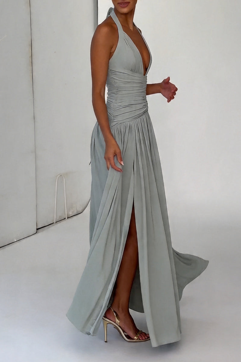 Women's Elegant Back Tie Pleated Dress