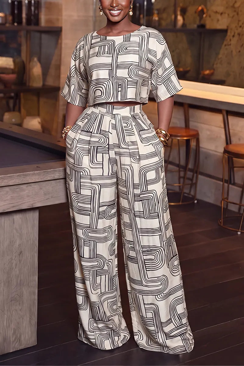 Women's Casual Designer Print Two-Piece Set