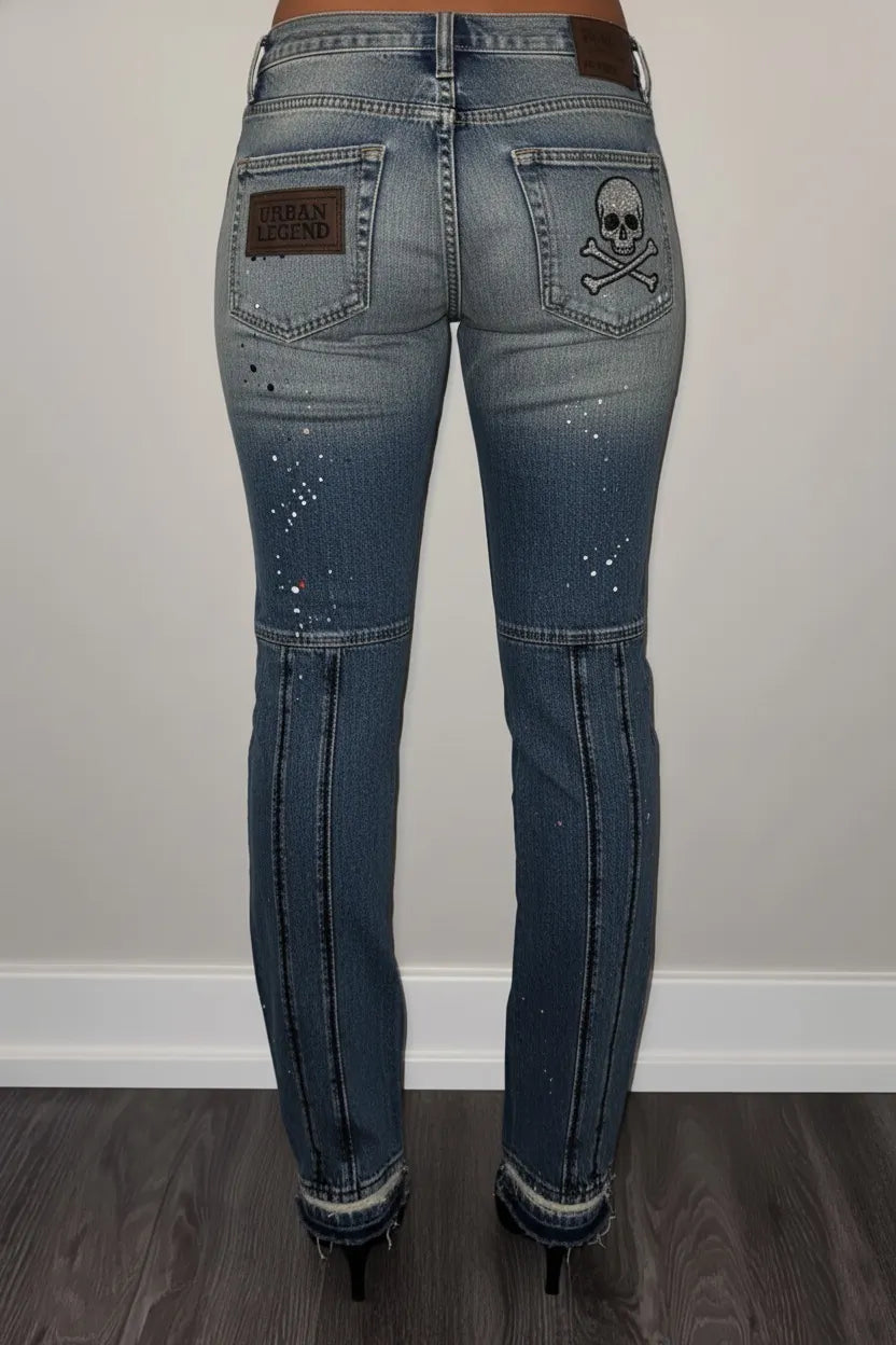 Women's Fashion Street Patchwork Printed Jeans