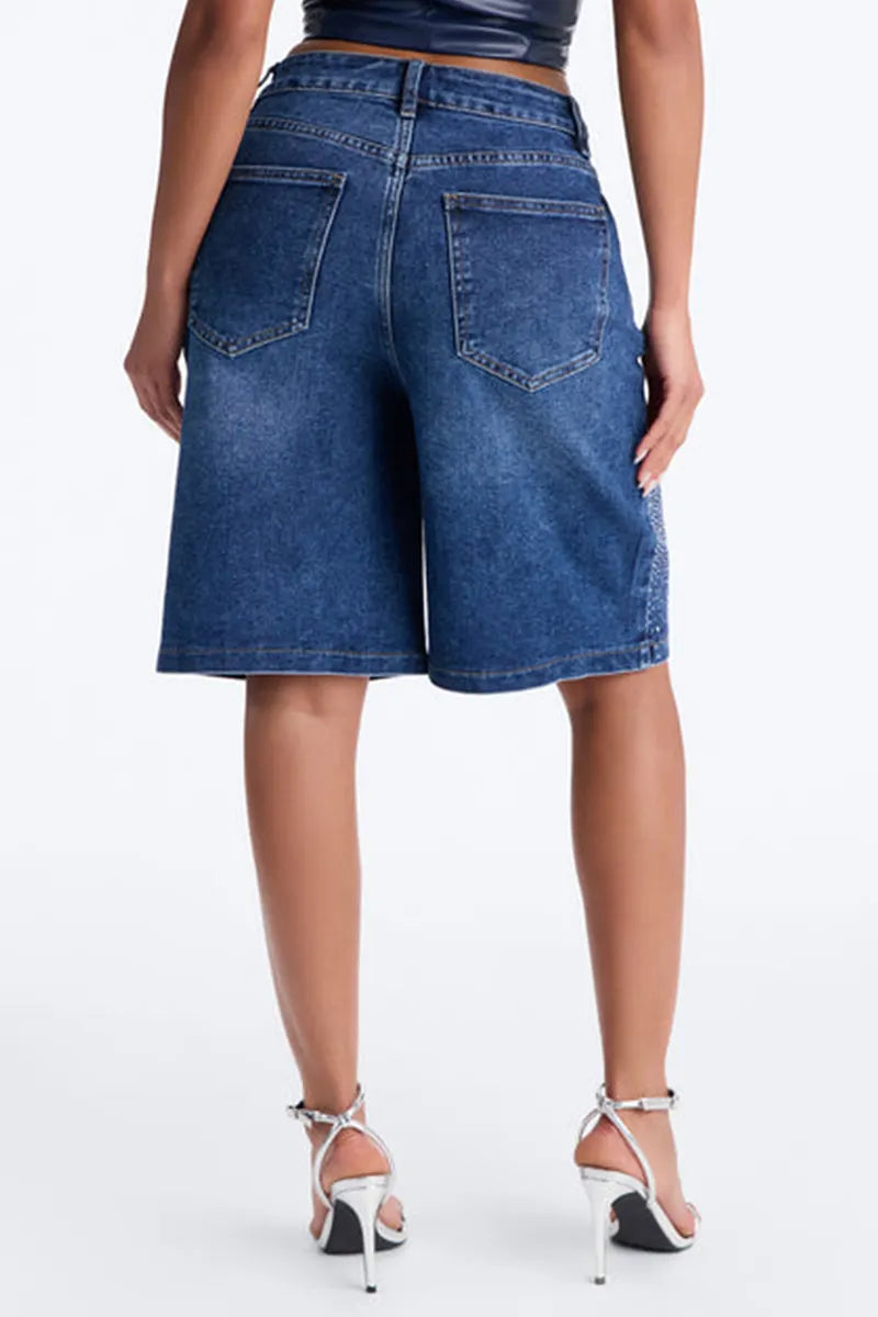 Women's Y2k Rhinestone Denim Shorts(Belts Are Not For Sale)