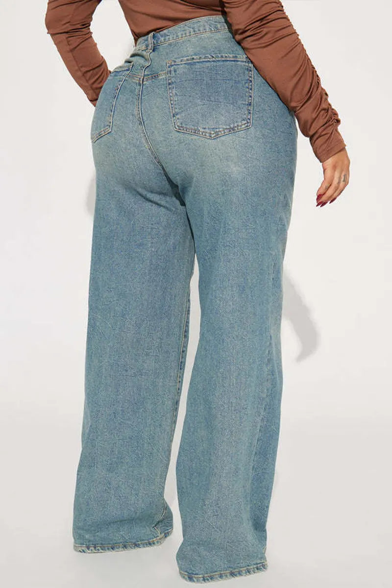 Women's High-Waist Flexible Straight-Leg Jeans