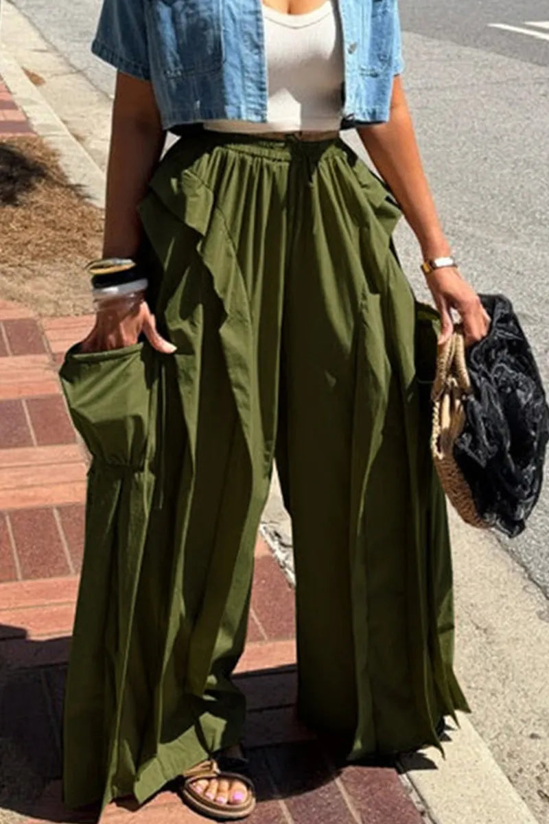 Women's Street-Style Loose Wide Leg Trousers With Pockets