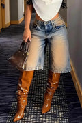 Women's Casual Distressed Wash Cropped Jeans