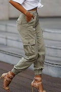 Women's Casual High Waisted Work Pants With Pocket Slim Fit Sports Pants