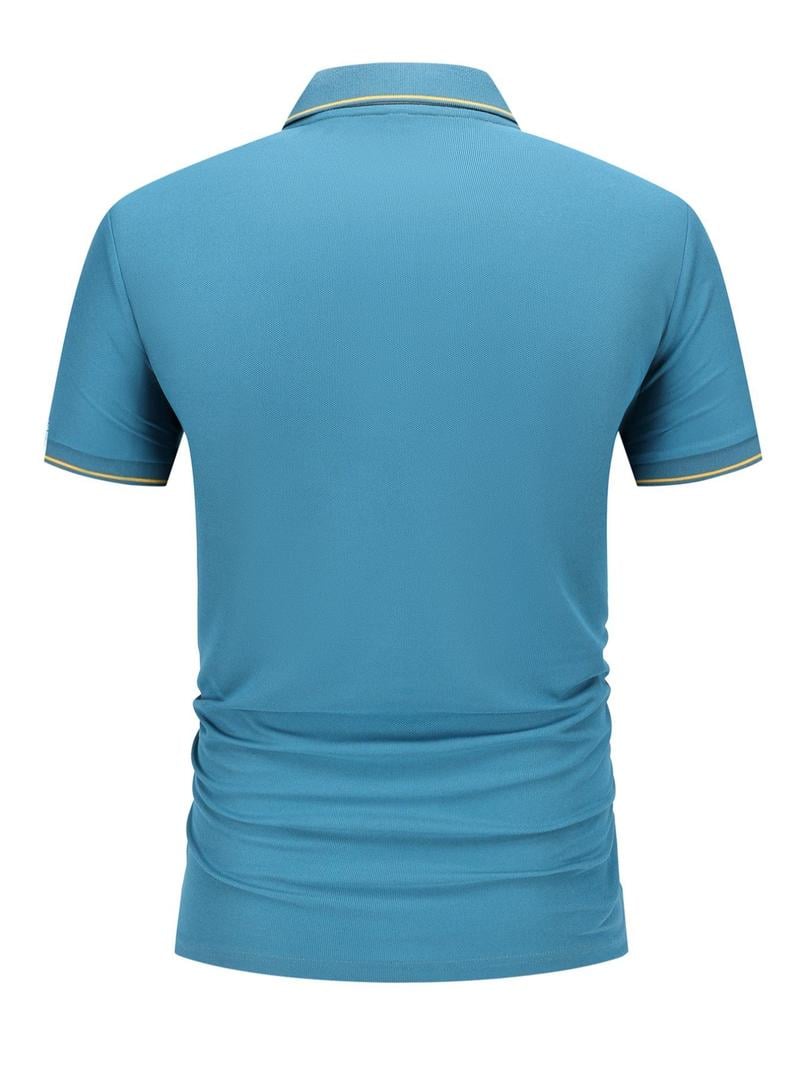 Men's Business Casual Logo Button Short Sleeve Polo Shirt