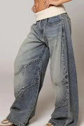 Women's Vintage Street Washed Distressed Blue Jeans