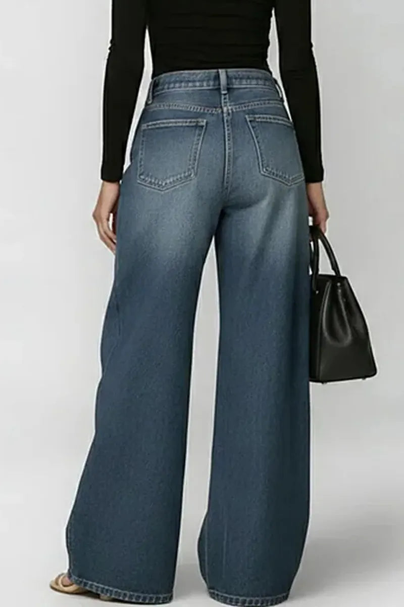Ladies' Hot Selling Casual Loose Wide Leg Jeans