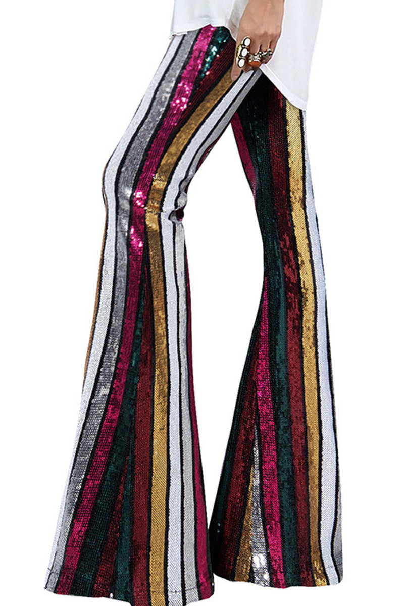 Women's Stylish Sequin Paneled Straight Leg Pants