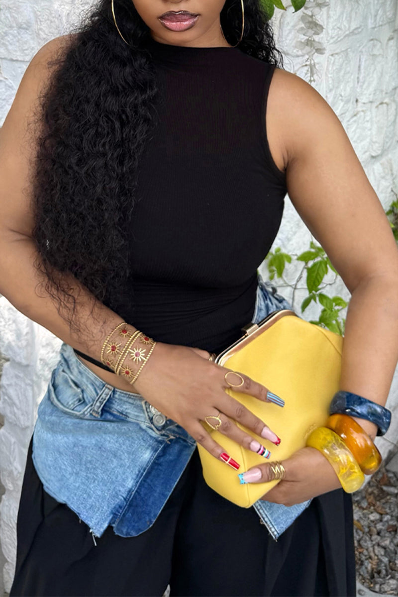 Women's Casual Denim Waistband Patchwork Decoration Pants
