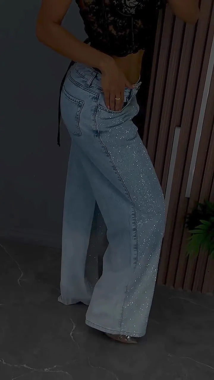Women's Gradient Hot Diamond Casual Jeans