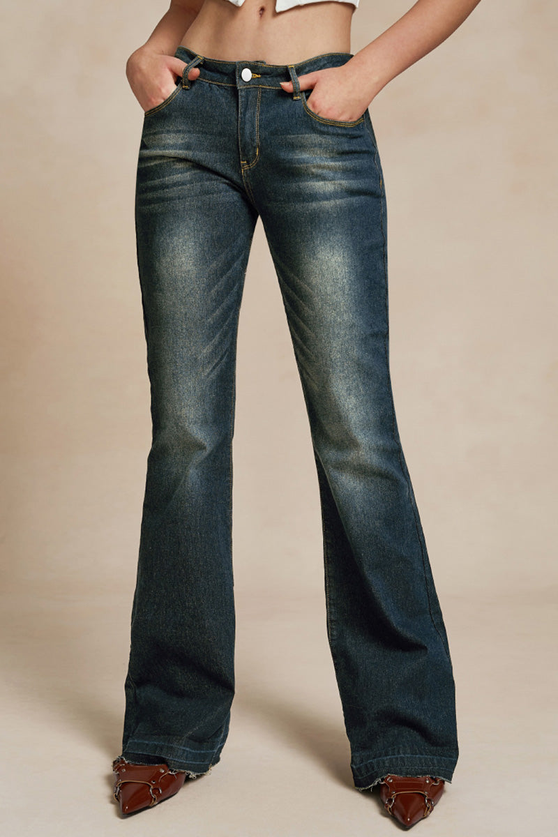 Women's Vintage Low-Rise Flared Floor-Length Jeans