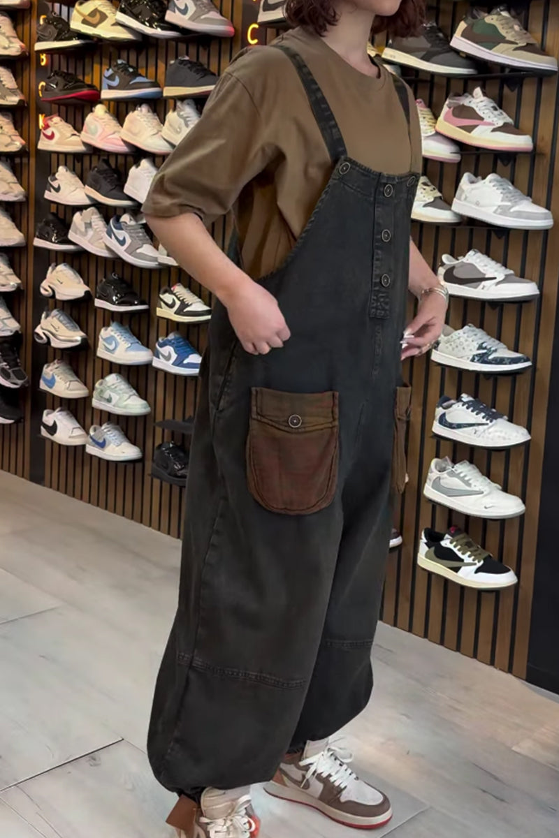 Women's Casual Loose Fit Denim Jumpsuit