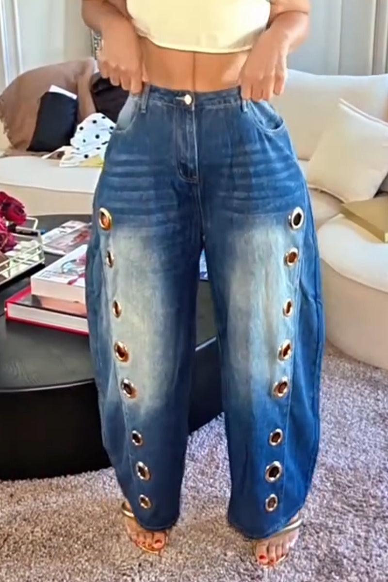 Women's Washed Hollow Out Casual Jeans