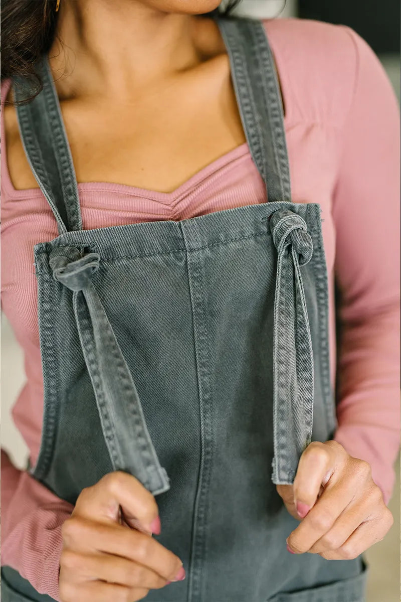 Women's Casual Drawstring Loose Denim Overalls