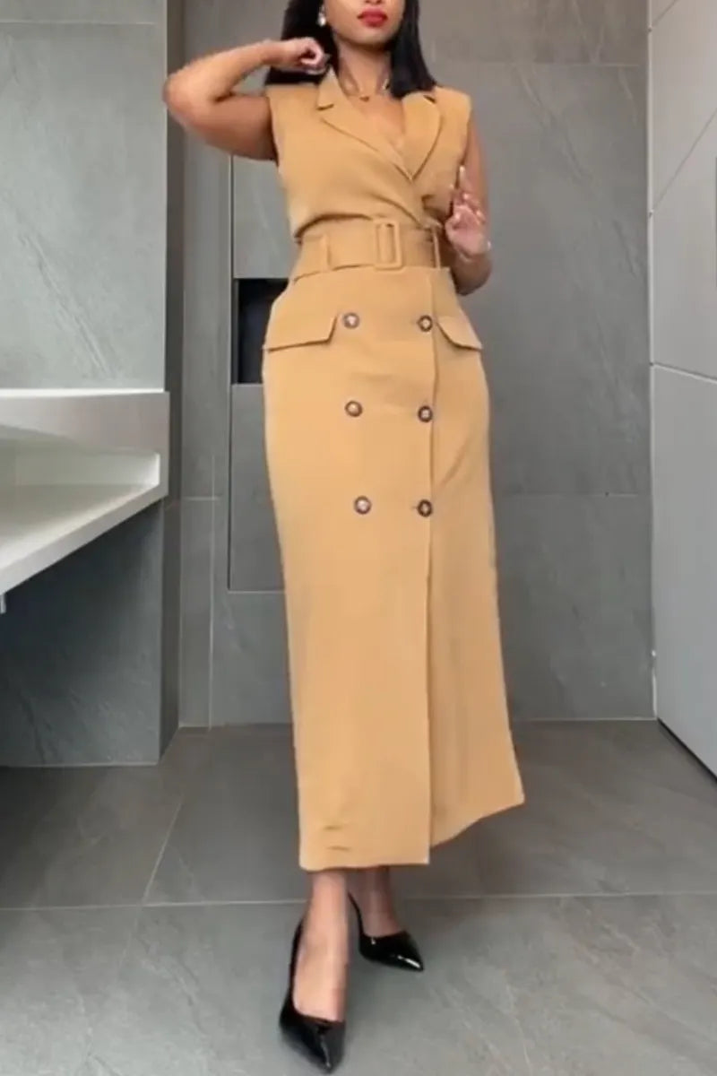 Women's Collar Double Breasted Elegant Temperament Dress