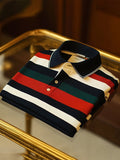 Men's Classic Business Logo Button Short Sleeve Polo Shirt