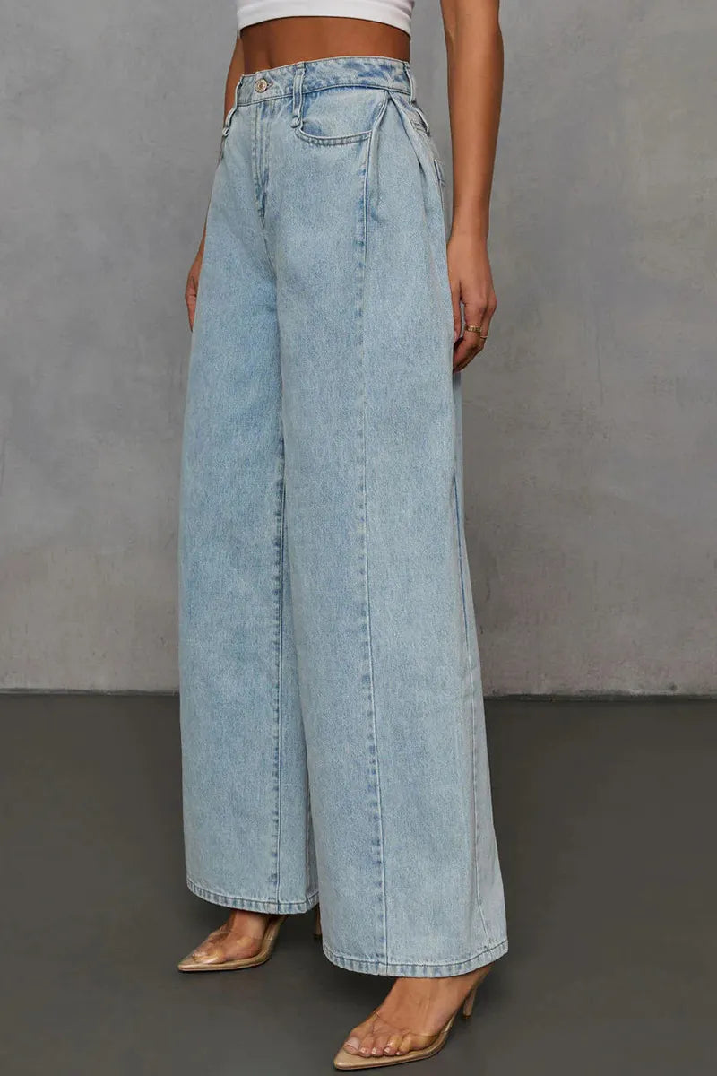 Women's Casual Loose Denim Jacket + Wide-Leg Jeans