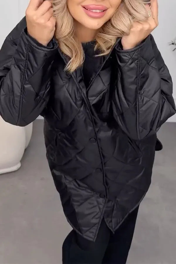 Women Casual Hooded Button-Up Warm Waterproof Jacket
