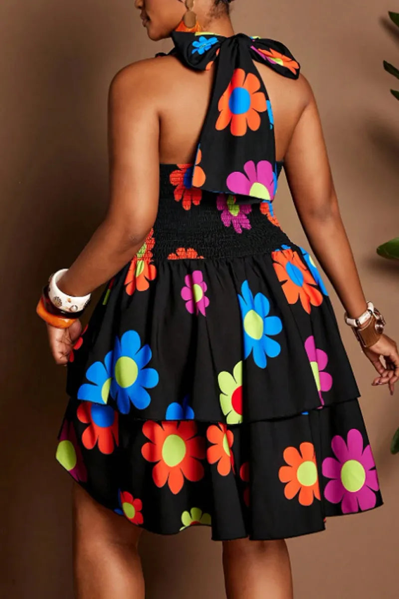Ladies' Sweet Flower Printed Elegant Fashion Dress