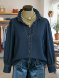 Romantic Ruffled Collar Denim Shirt