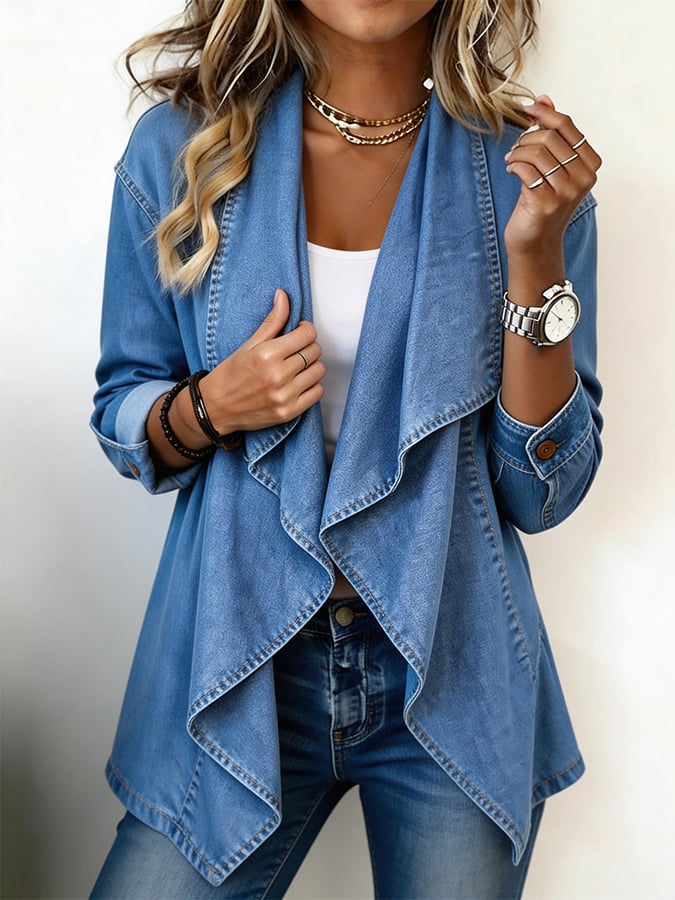 Women's Swing-collar Casual Cotton Denim Jacket