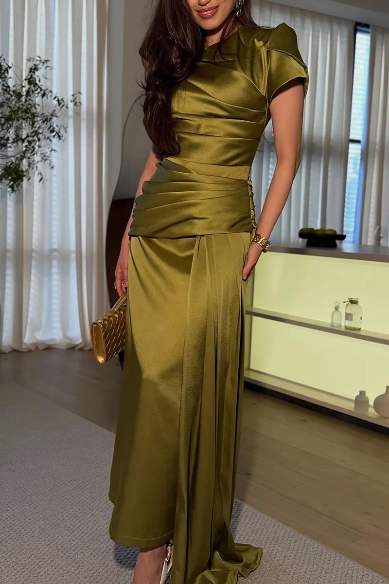 Women's Elegant Party Pleated Streamer Maxi Dress