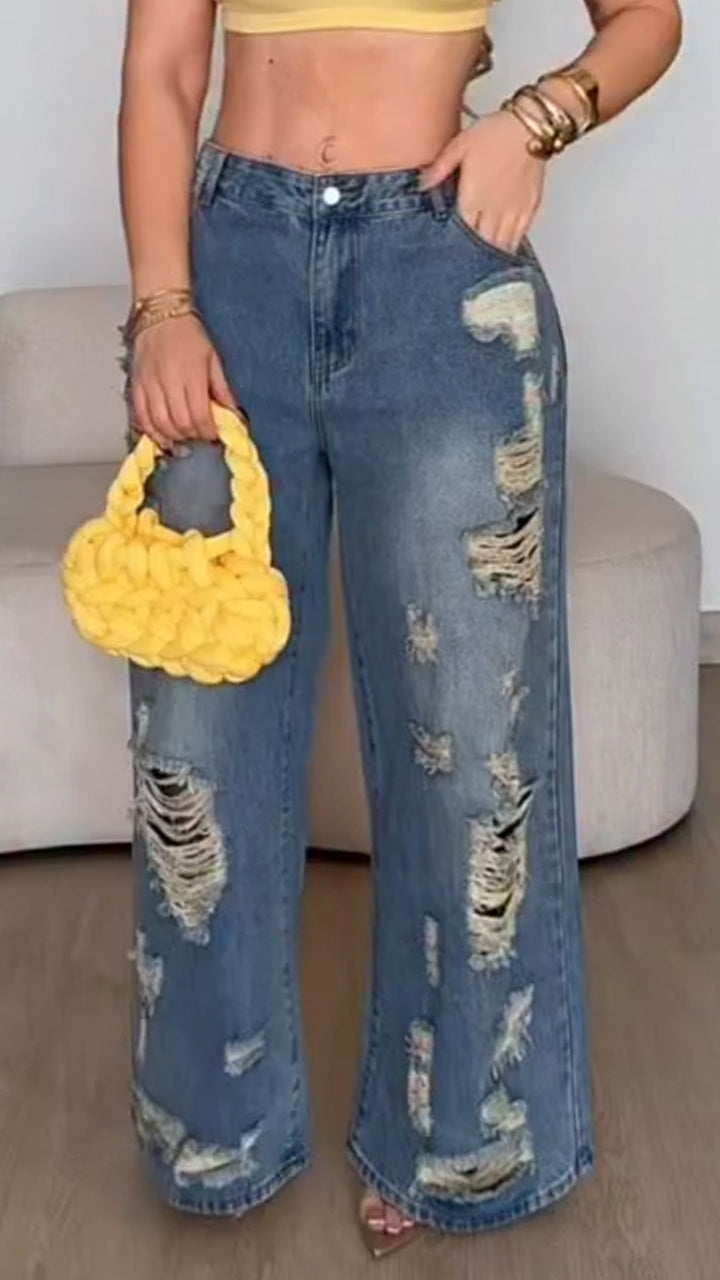 Women Ripped Washed Casual Jeans