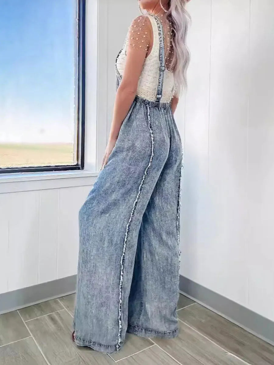 Women's Casual Cotton Denim Jumpsuit
