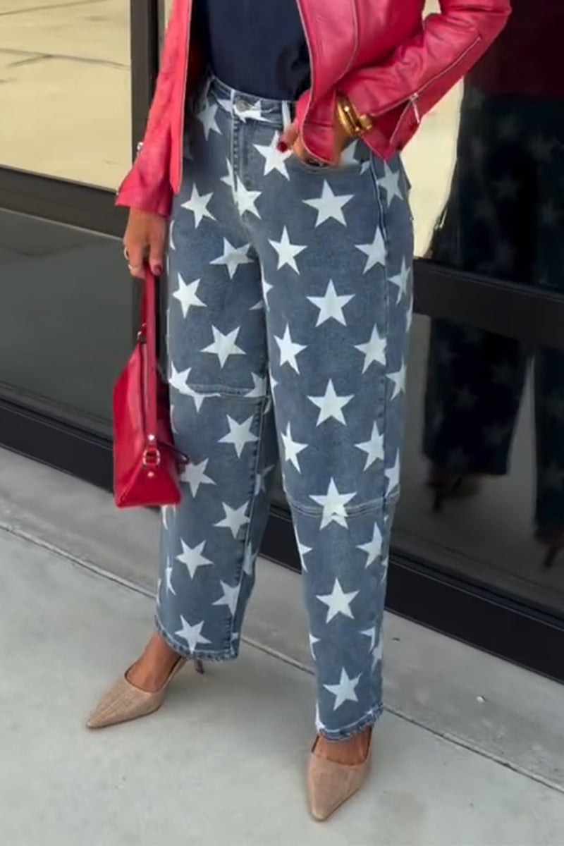 Women's Star Printed Casual Jeans