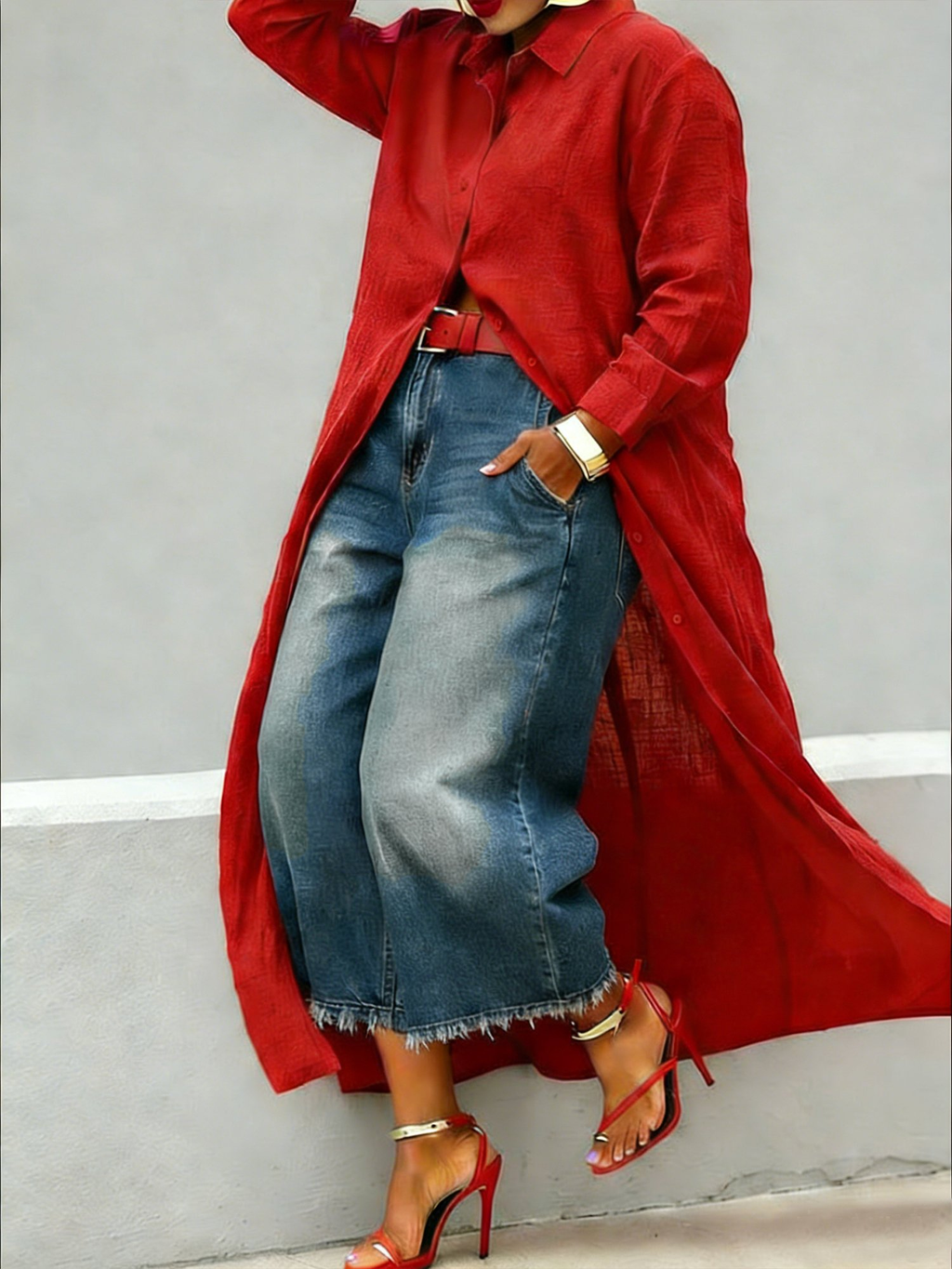 Women’s Stylish Casual Single-button Denim Pants