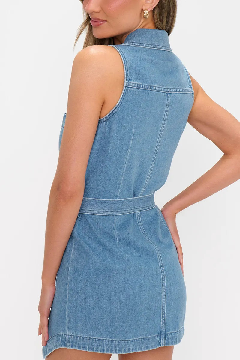 Women's Casual Denim Strappy Mini Dress