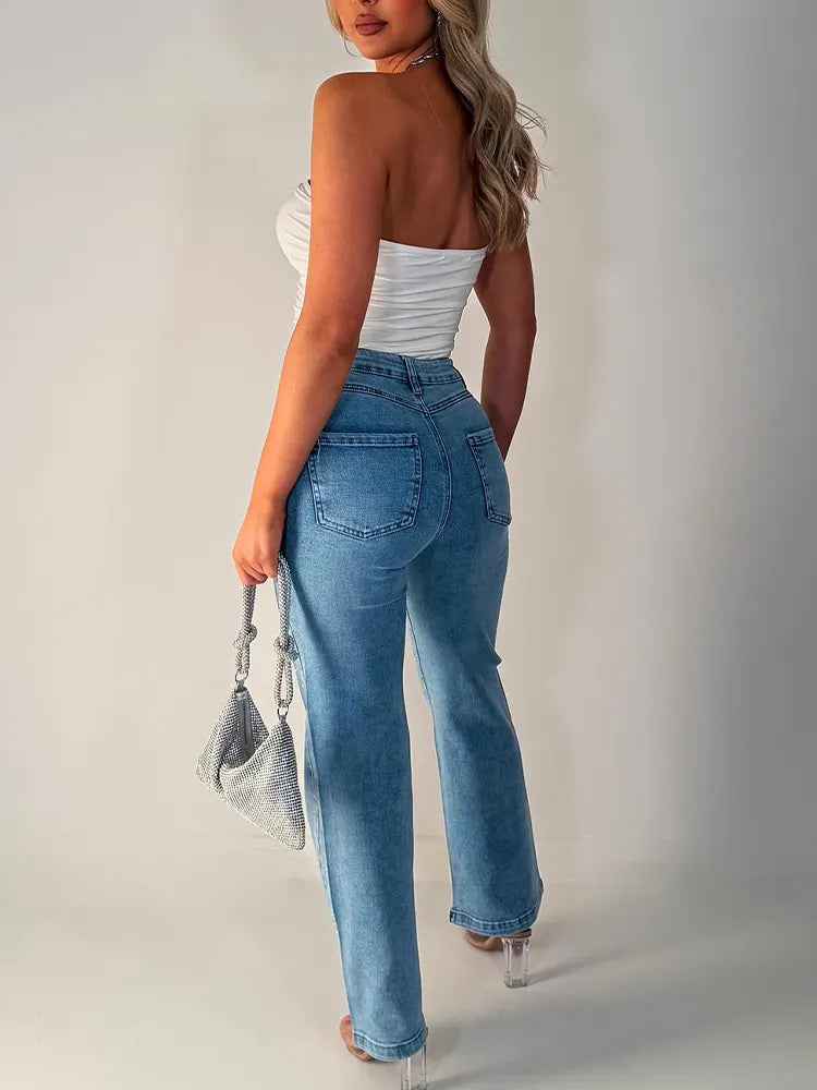 Women Rhinestone Casual Jeans
