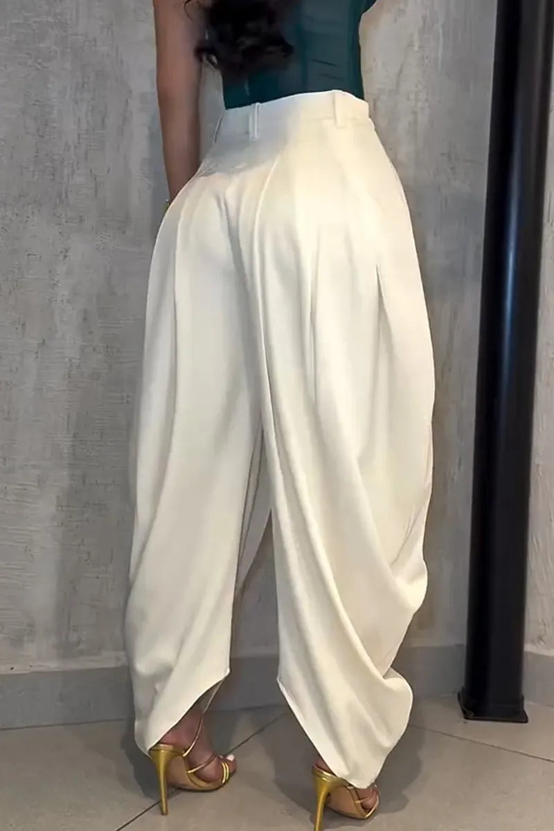 Ladies' Pleated Detail Wide-Leg Pants