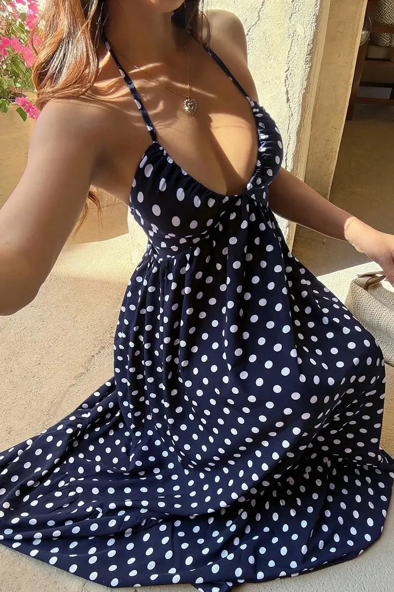 Women's Casual Halter Pattern Print Maxi Dress