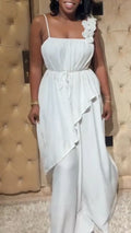 Women Suspender Splicing Irregular Casual Dress