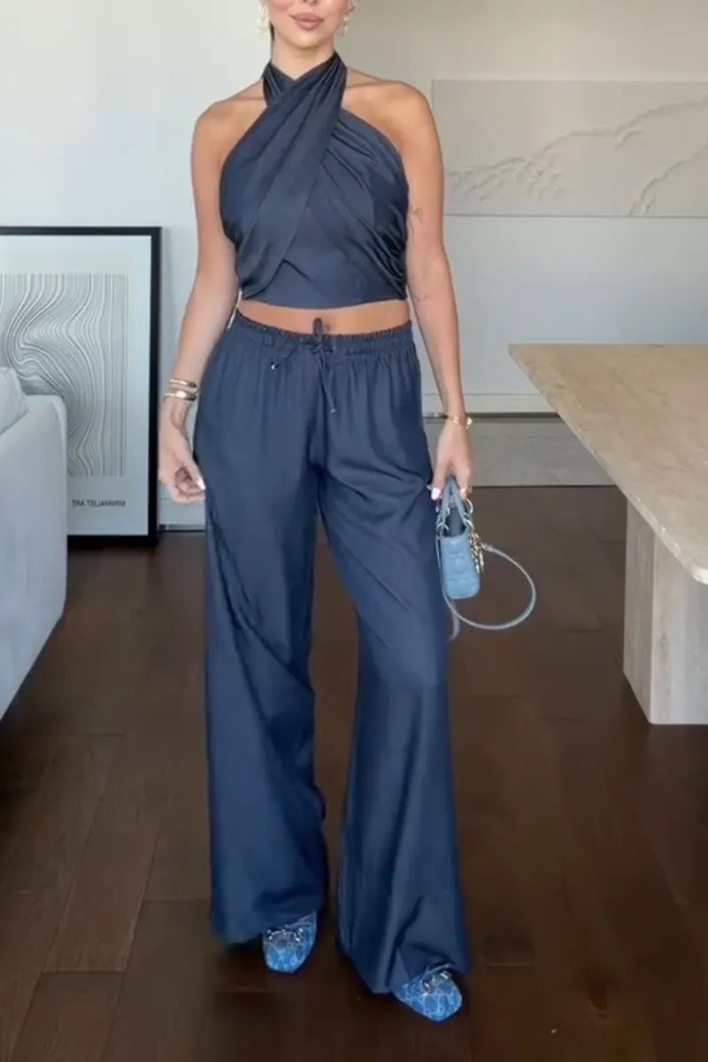 Women's Casual Halter Denim Stretch Vest or Jeans