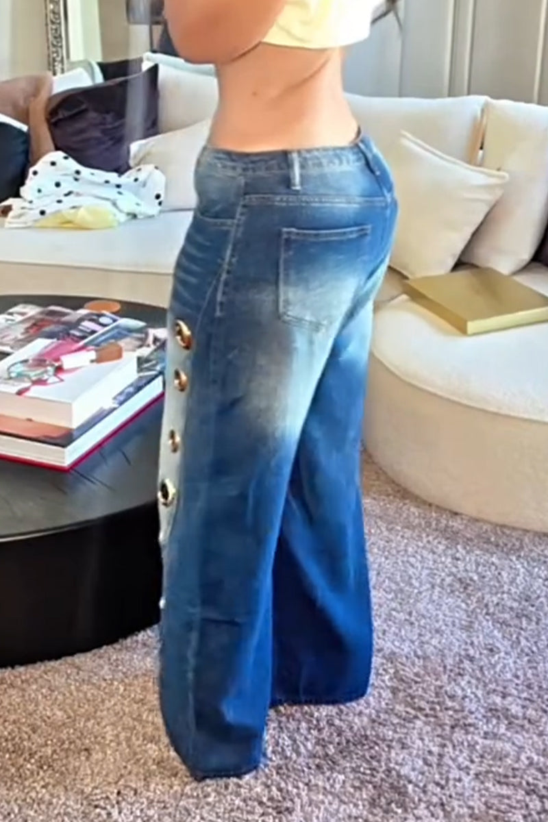 Women's Washed Hollow Out Casual Jeans