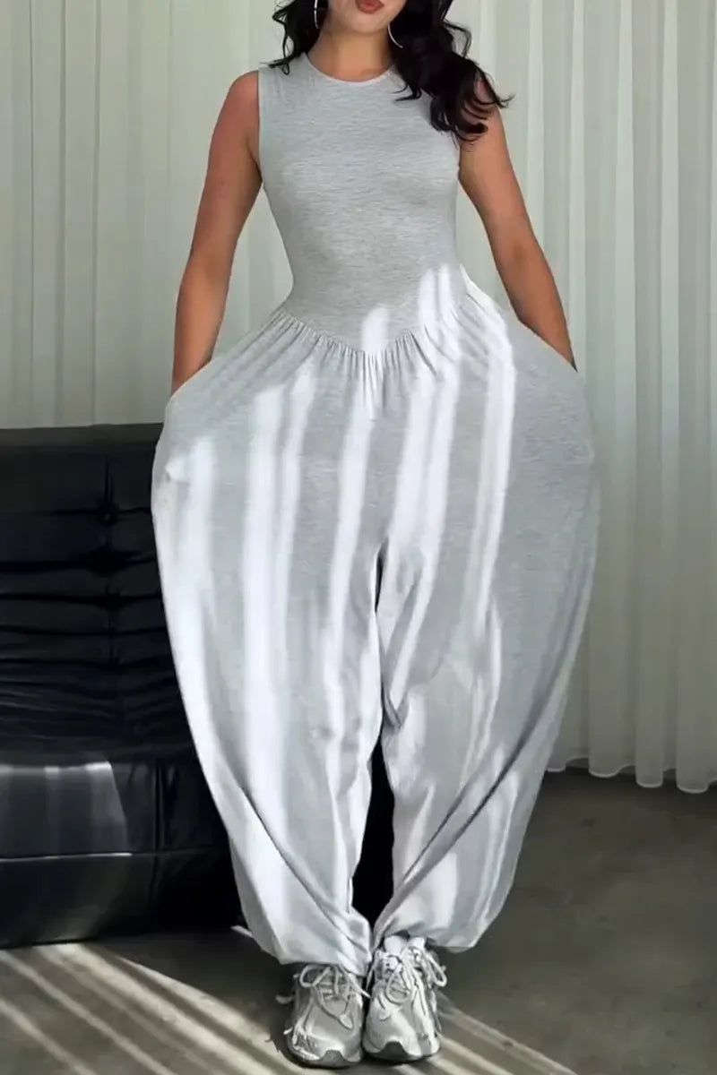 Women's Casual Wide Leg Stretch Comfortable Loose Jumpsuit