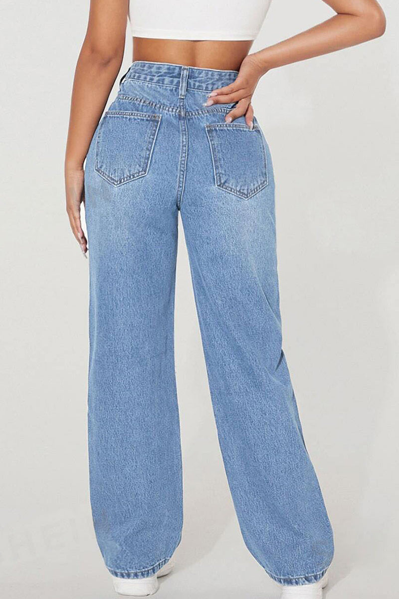 Women's High Street Distressed Knee Trend Jeans