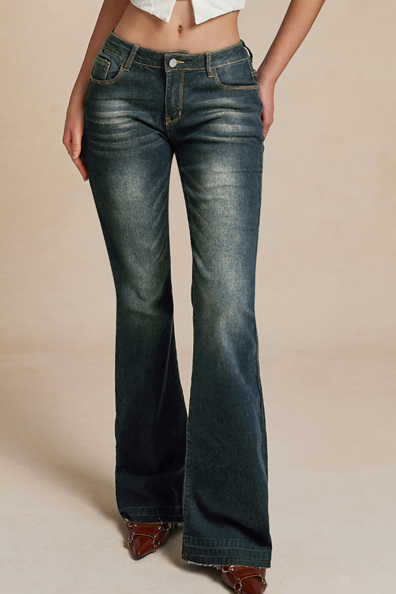 Women's Vintage Low-Rise Flared Floor-Length Jeans